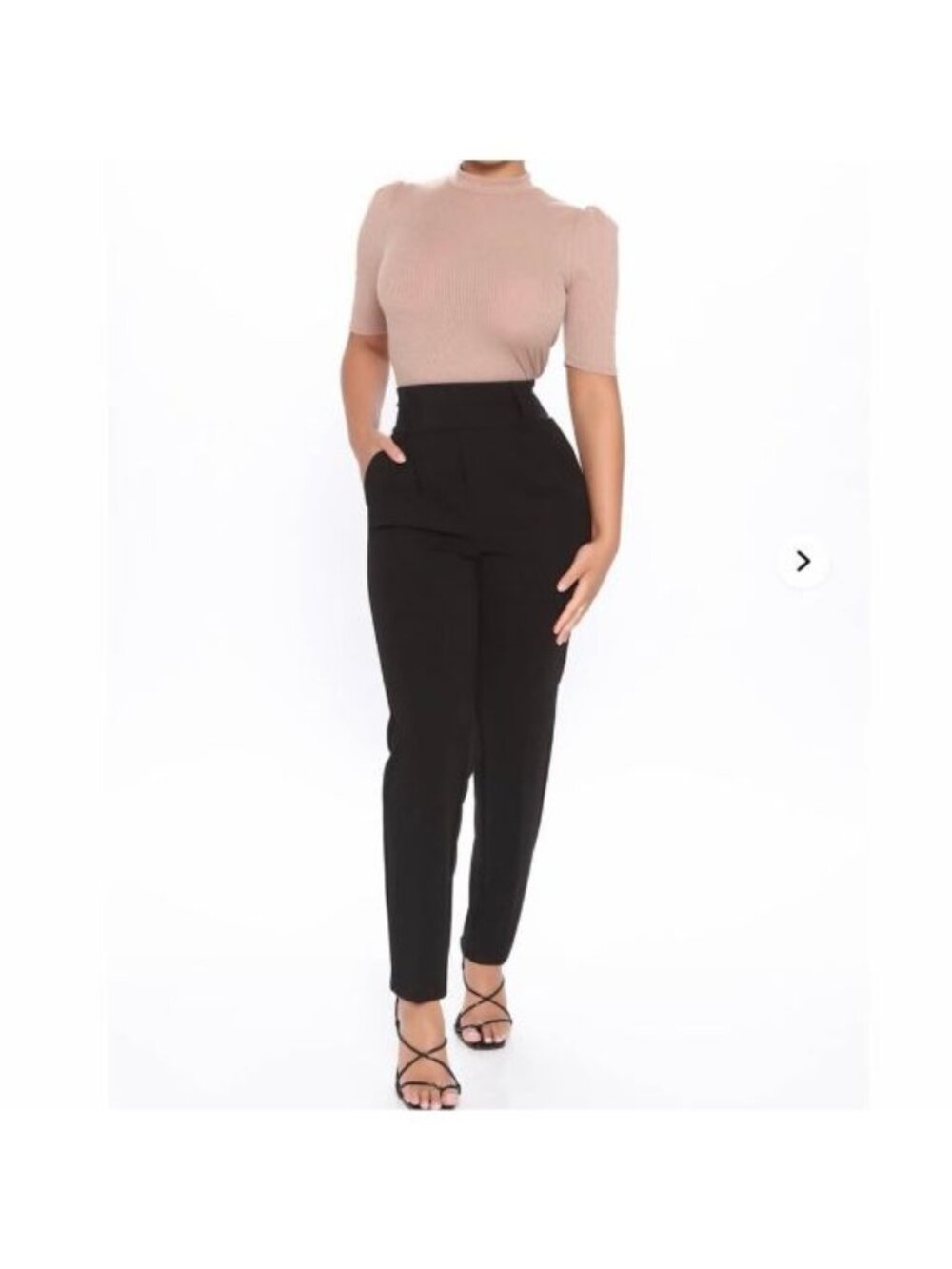 Fashion Nova Stay A While Black High Rise Tapered Trouser Pants Plus 1X